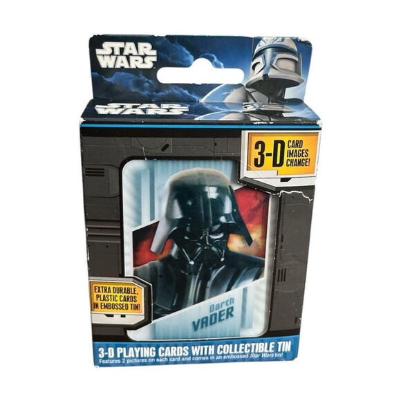 Star Wars Lenticular Playing Cards 3D Poker Cards Deck Metal Tin Cartamundi - Picture 1 of 3